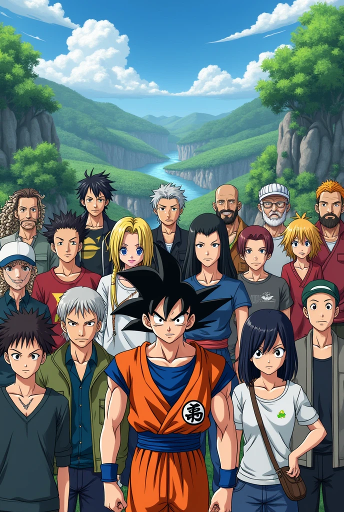 all famous anime protagonist in one close up landscape resolution 