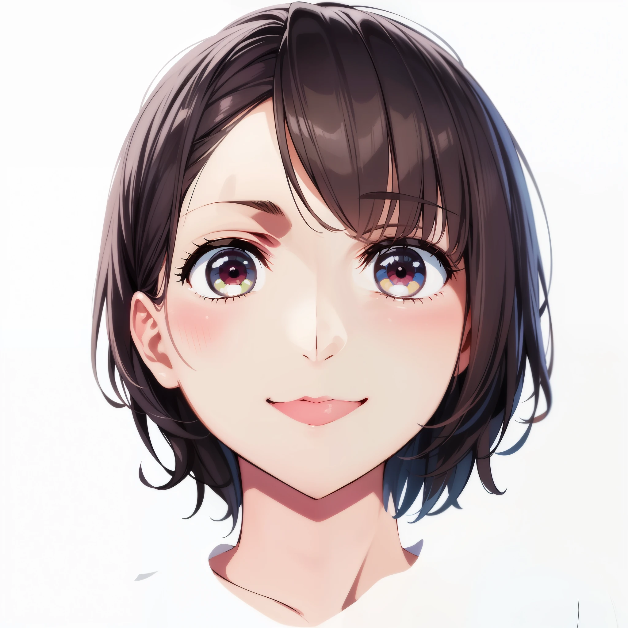masterpiece、high quality、Very detailed、One woman、Late 20s,solo、Cheek smile、Face close-up、Looking into the camera、office、Anime Style、2D,(Close your mouth),(Don't show your teeth)