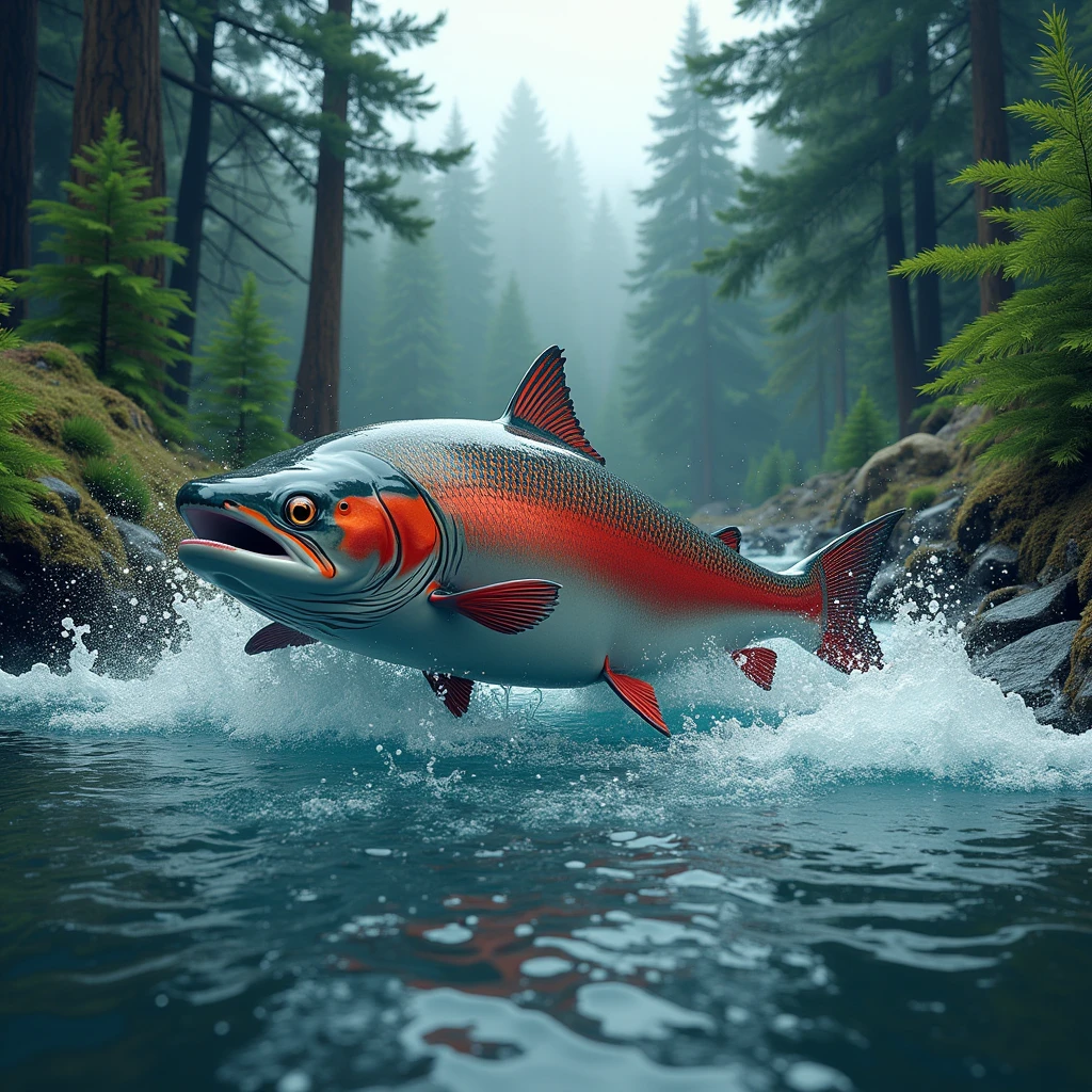 salmon in river