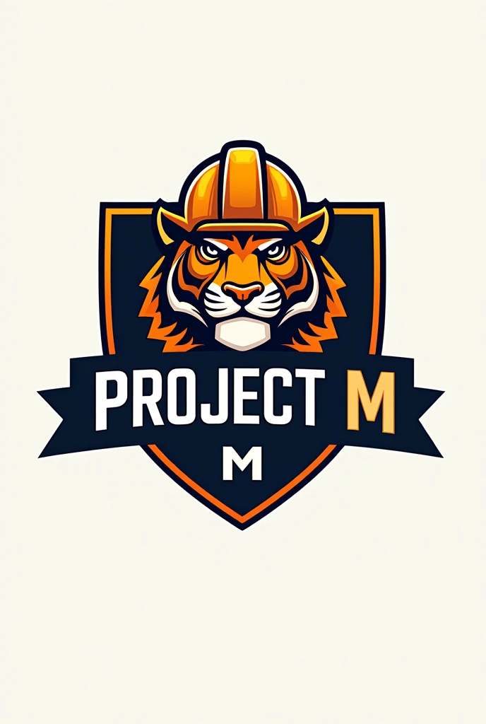 Create a political campaign logo that has a slogan: "Project M" "BOX #2"
with an orange tiger wearing a mining helmet