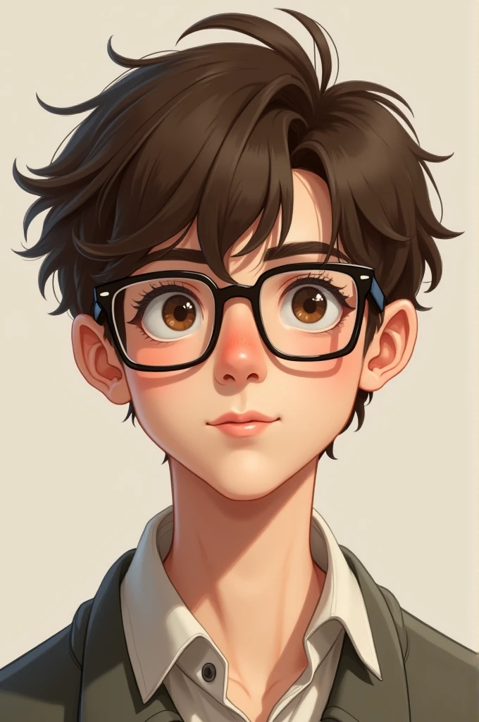 Light-skinned teenage male with glasses and brown hair