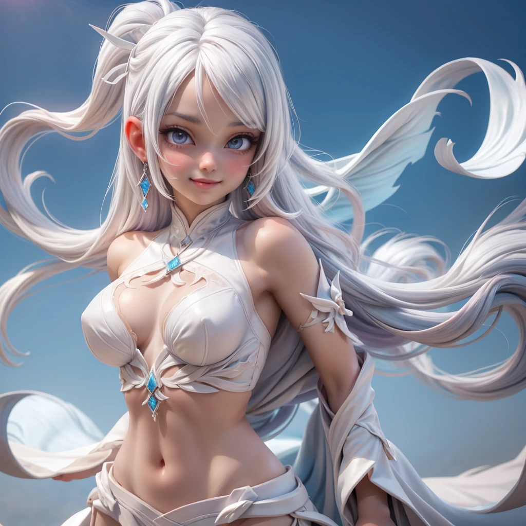 ariel, upper body portrait, white hair, beautiful, cute arabian transparent Langerie, warrior, midriff, fit, white hair, desert background, realistic fantasy ,concept art, sexy, excited, gorgeous face,fully body, breasts small, smooth skin, Medium pink mouth, Linda, naturals .Transparent silk on clothes, 80% of the uncovered body,Cheeky smile.,Well-defined lips.