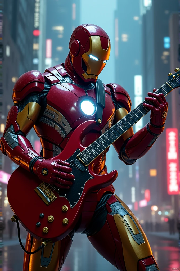Ironman playing electric guitar