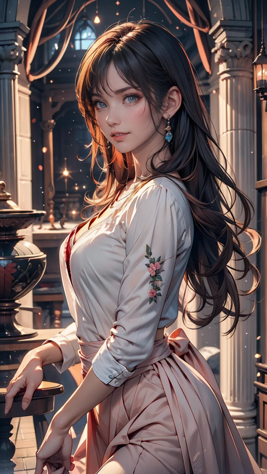 A slight blush,smile,Detailed pupil,Cowboy Shot, , ( ,), View your viewers,Beautiful woman,(Skin Dentition:1.2), Glowing Skin, Highest quality, Ultra-high resolution, (Realistic:1.4),