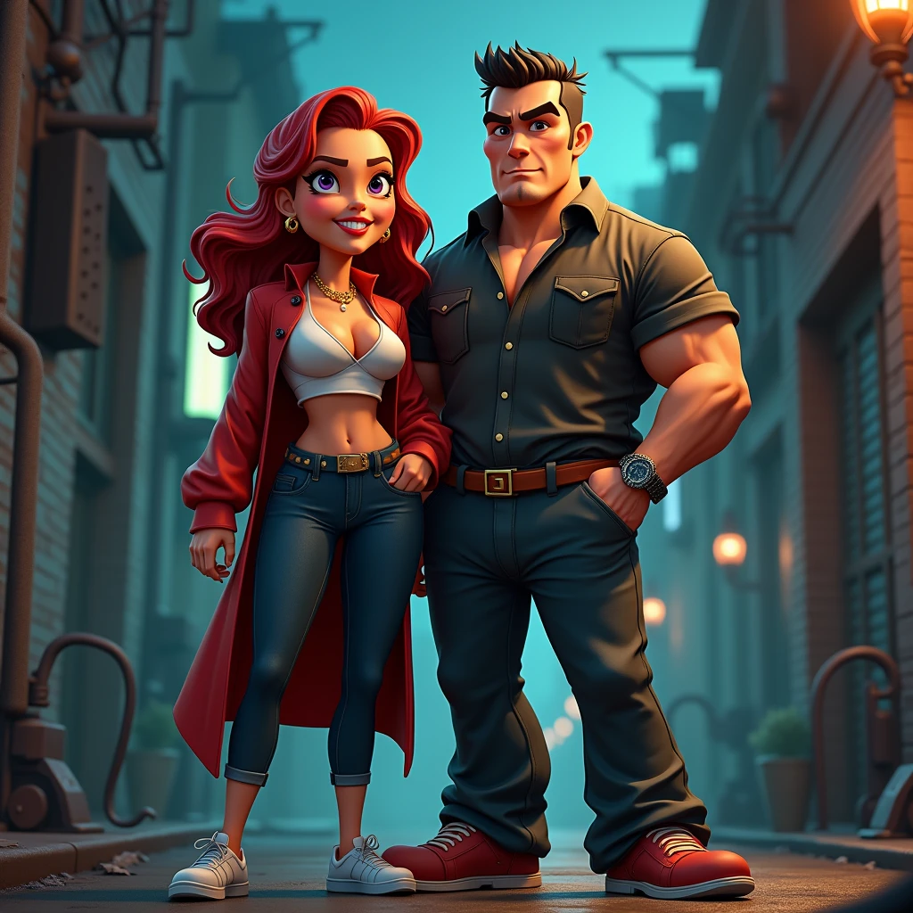 mafia couple, suiteless, 3D cartoon