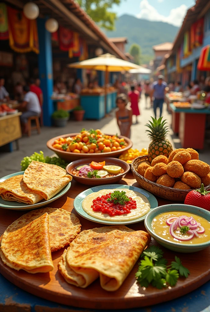 Make a picture that has typical food from El Salvador🇸🇻