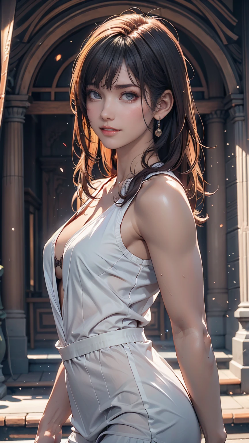 A slight blush,smile,Detailed pupil,Cowboy Shot, , ( ,), View your viewers,Beautiful woman,(Skin Dentition:1.2), Glowing Skin, Highest quality, Ultra-high resolution, (Realistic:1.4),