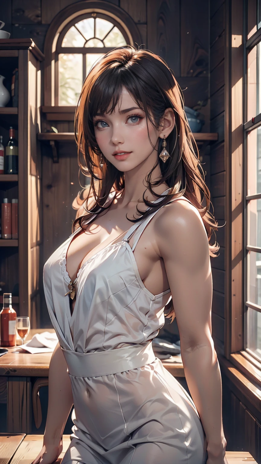 <A slight blush,smile,Detailed pupil,Cowboy Shot, , ( ,), View your viewers,Beautiful woman,(Skin Dentition:1.2), Glowing Skin, Highest quality, Ultra-high resolution, (Realistic:1.4),