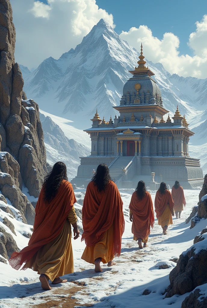 Pandavas entering kedernath temple 