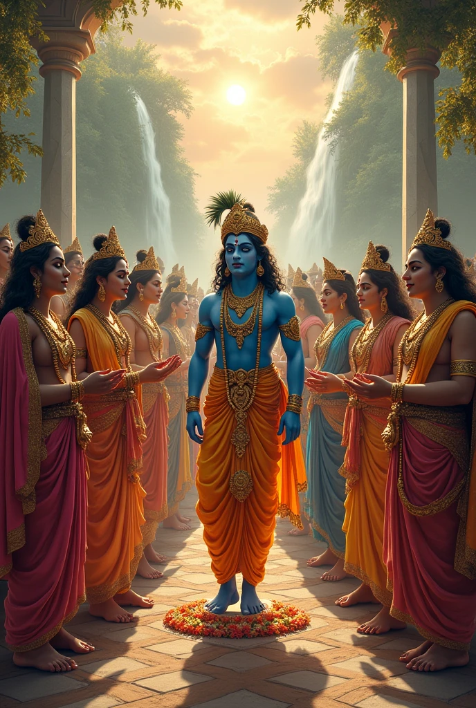 Lord krishna celebration with all god's