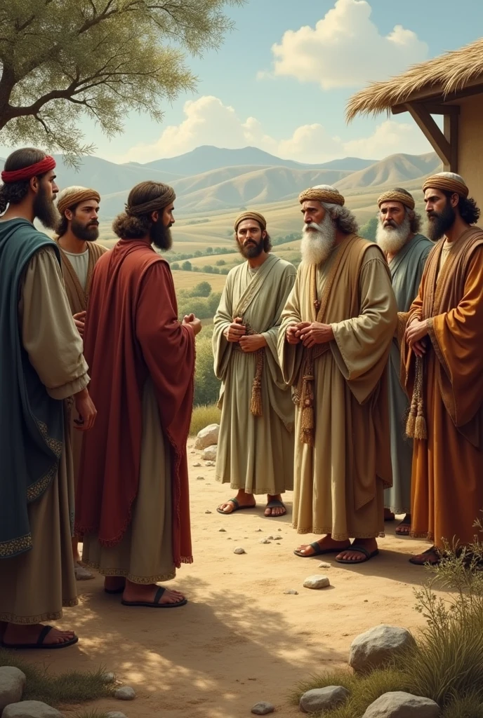 Do you know samuel in the bible? Can you create an image samuel meeting jesse with Eliab and other siblings