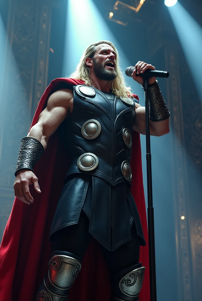 Thor singing on microphone