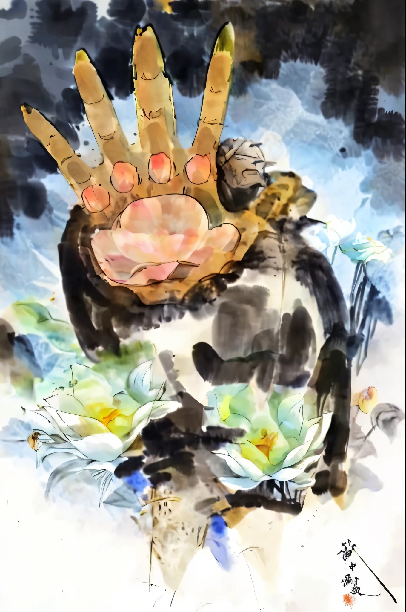 black and white tones:1.3, masterpiece, best quality, tradition chinese ink watercolor paintings:1.2, use thick and light inks to create light and dark changes and layers