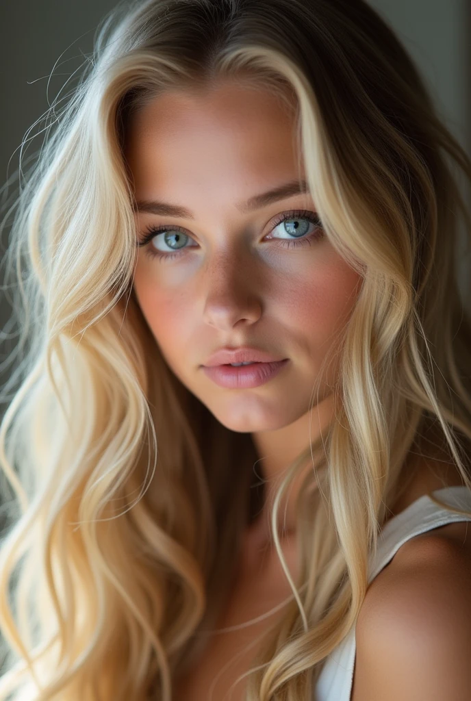 Teen blonde long hair girl, big tits, blue eyes,Sex no blur and also some cum