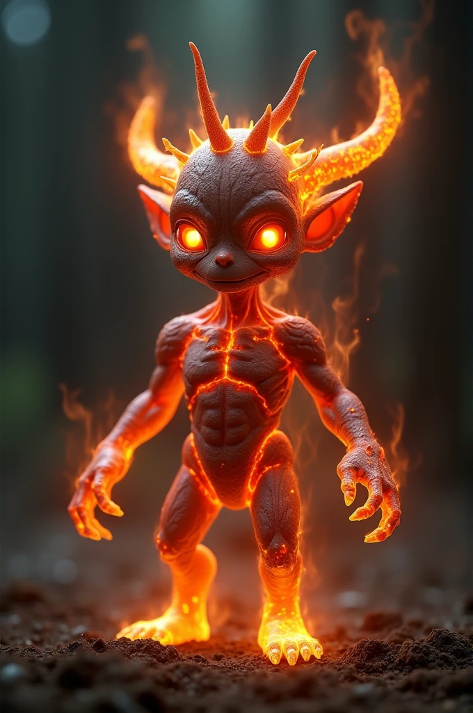 Small human body with characteristics of a fire demot 
