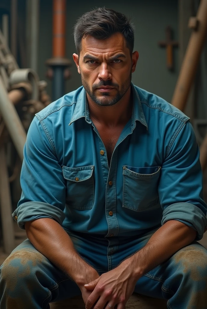 Man in blue shirt 