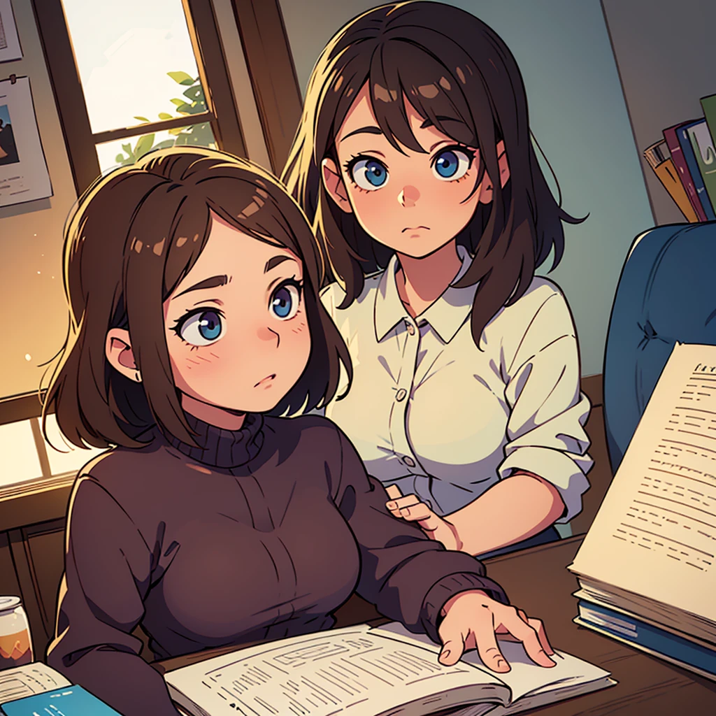 lo-fi study sessions, girl studying at desk, laptop, books, cozy room, soft lighting, warm colors, relaxed atmosphere, detailed face, beautiful eyes, aesthetic, calming, digital painting, vibrant colors, dynamic composition, cinematic lighting, photorealistic, highly detailed, masterpiece