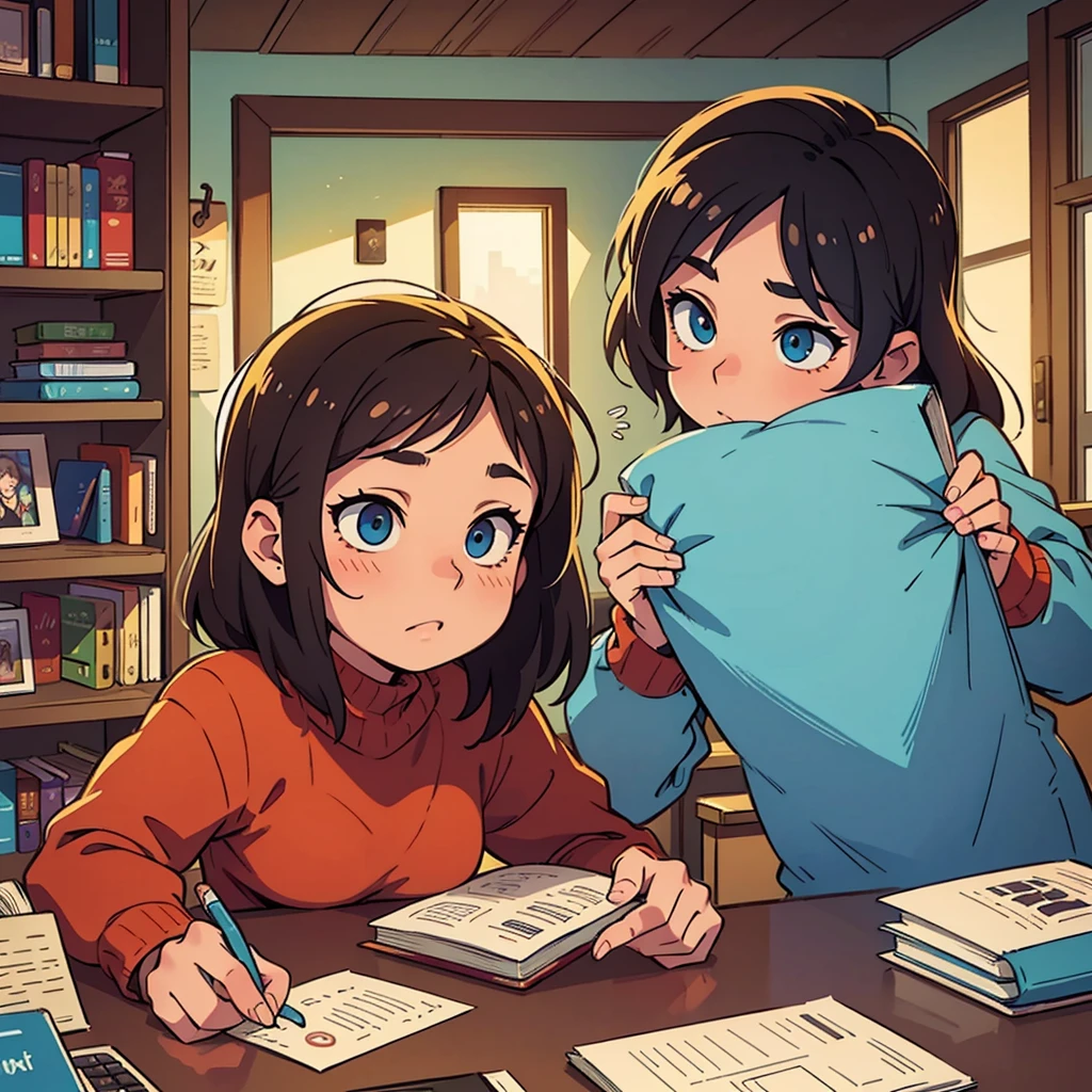 lo-fi study sessions, girl studying at desk, laptop, books, cozy room, soft lighting, warm colors, relaxed atmosphere, detailed face, beautiful eyes, aesthetic, calming, digital painting, vibrant colors, dynamic composition, cinematic lighting, photorealistic, highly detailed, masterpiece