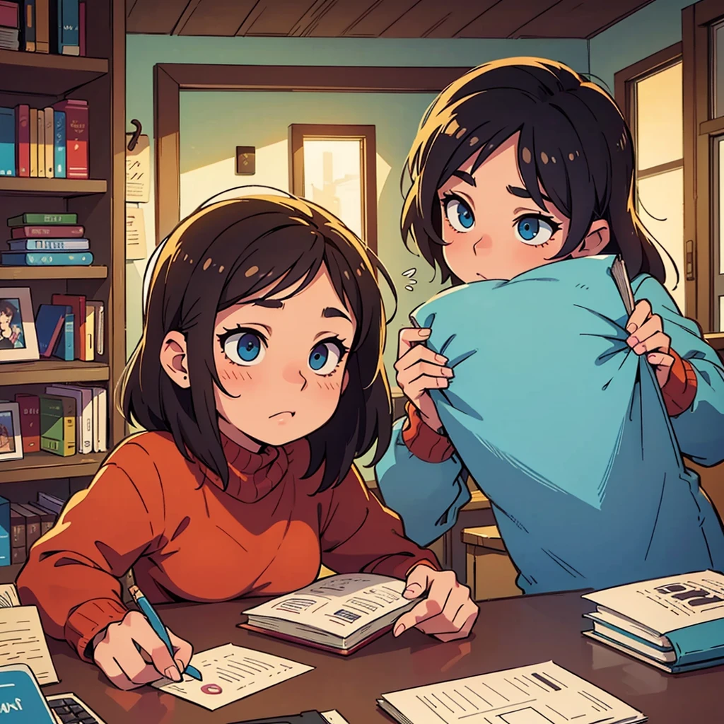 lo-fi study sessions, girl studying at desk, laptop, books, cozy room, soft lighting, warm colors, relaxed atmosphere, detailed face, beautiful eyes, aesthetic, calming, digital painting, vibrant colors, dynamic composition, cinematic lighting, photorealistic, highly detailed, masterpiece