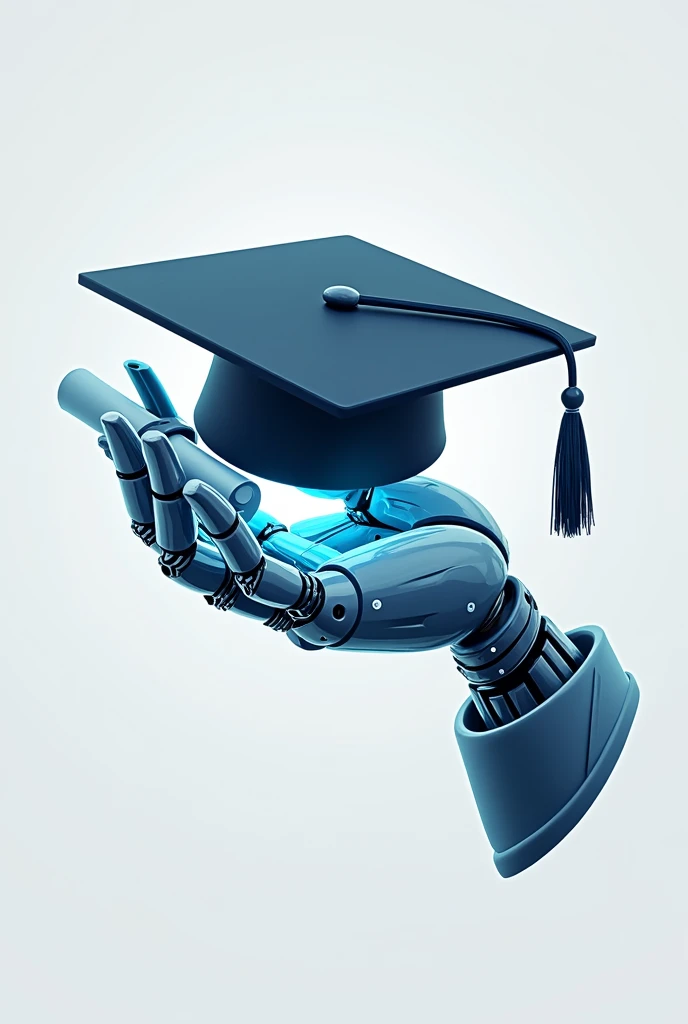 logo that has the 5 engineering concepts.0, and university graduates. logo that is professional. not so minimalist logo, Let it be a robotic hand and on it something representing the graduates.

