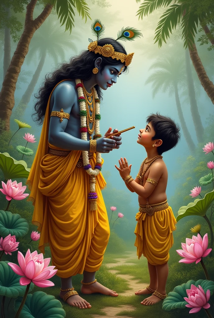 Lord krishna in say to a boy are you happy 