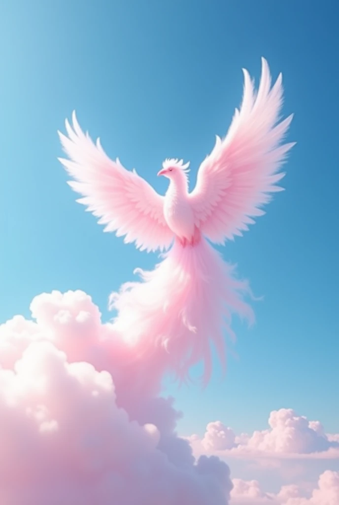 The blue sky had a pale pink cloud shaped like a phoenix.  