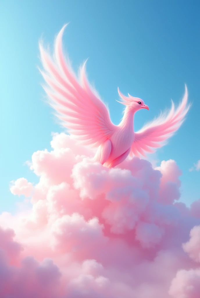 The blue sky had a pale pink cloud in the shape of a fiery phoenix.