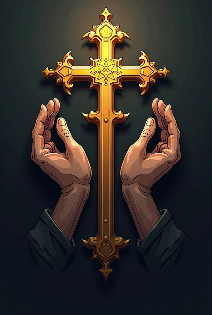 Make me a logo for clan free fire that means with the Vatican with 2 hand