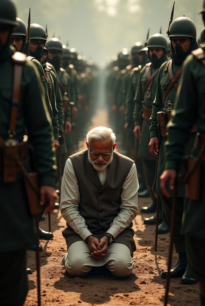 Modi has been chained up and kneeled middle of Islamic Khilafah solders 