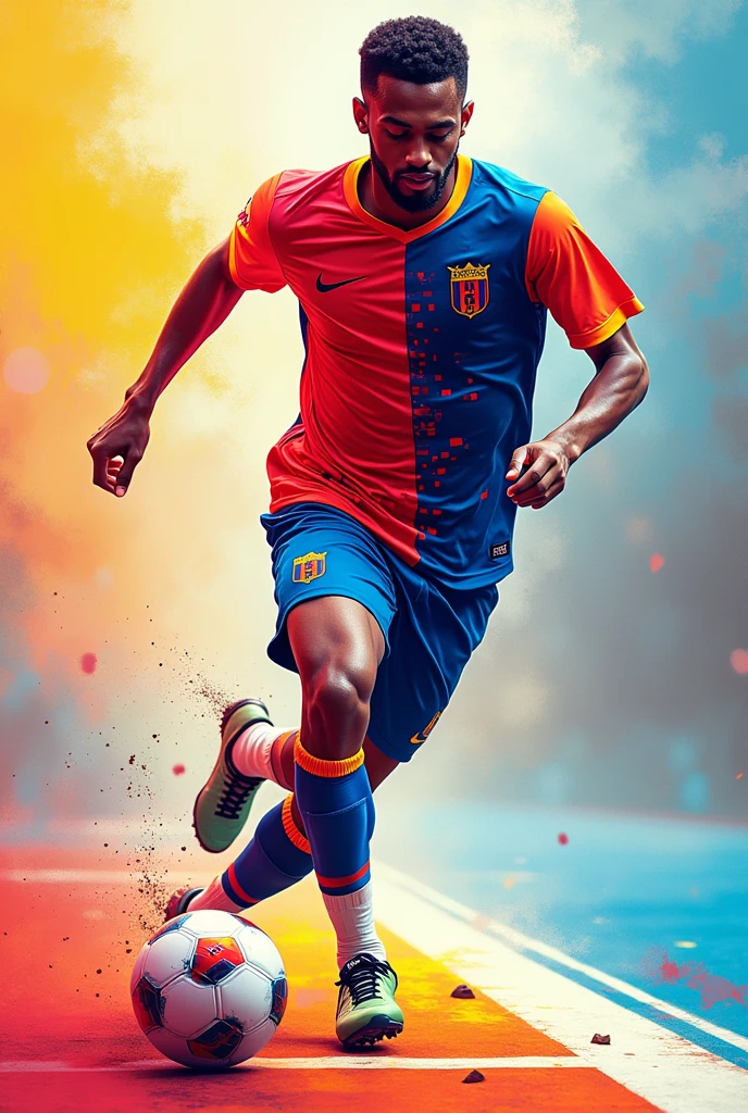 Futsal player with vite colours