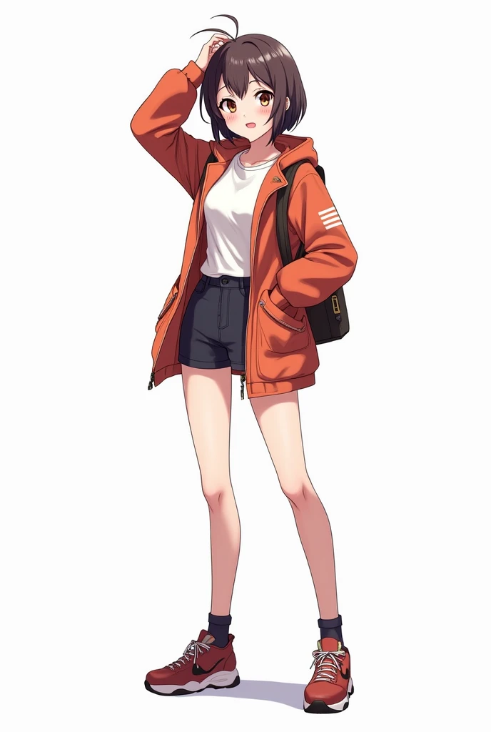 Modern female character in anime and white background with Full body photo 