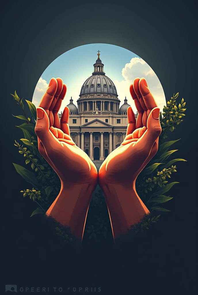 Make me a logo for clan free fire that means with the Vatican with 2 hands with the Vatican in the background 