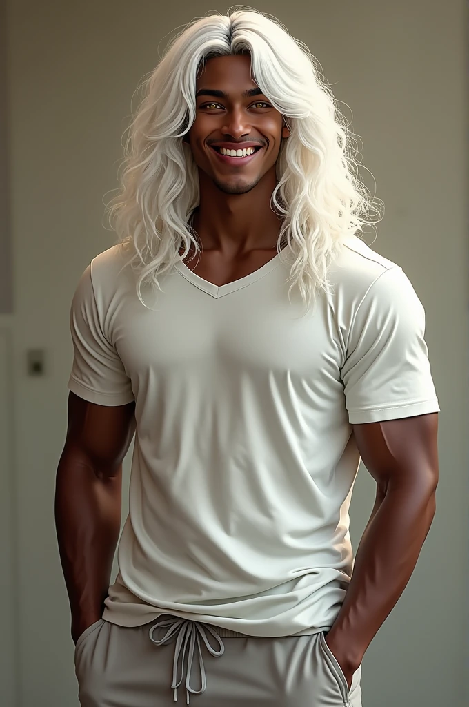 best quality,masterpiece,Ultra high detail,A handsome muscular fractal elf fairy man, Short white hair,???????,),(super duper bulge his white micro thong),realistic,Grey background, light environment 