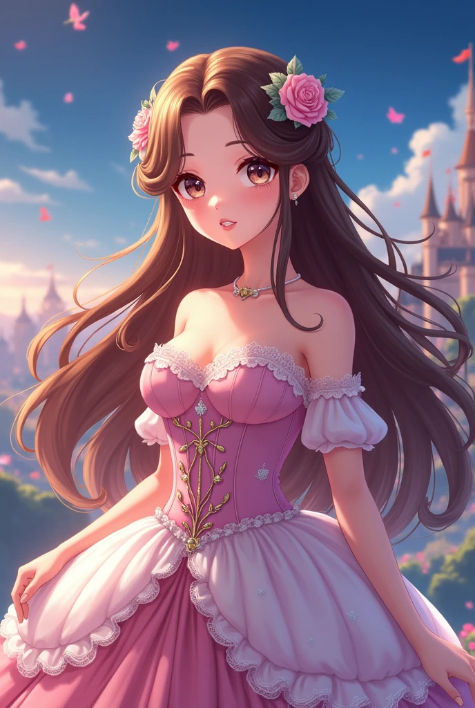 brown haired anime girl princess