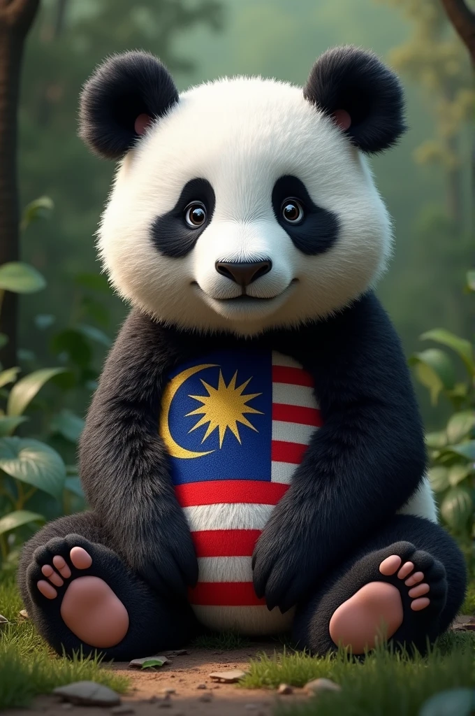 panda with malaysia flag