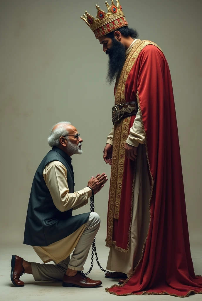Modi has been chained up and kneeled middle Infront of Caliph turkey