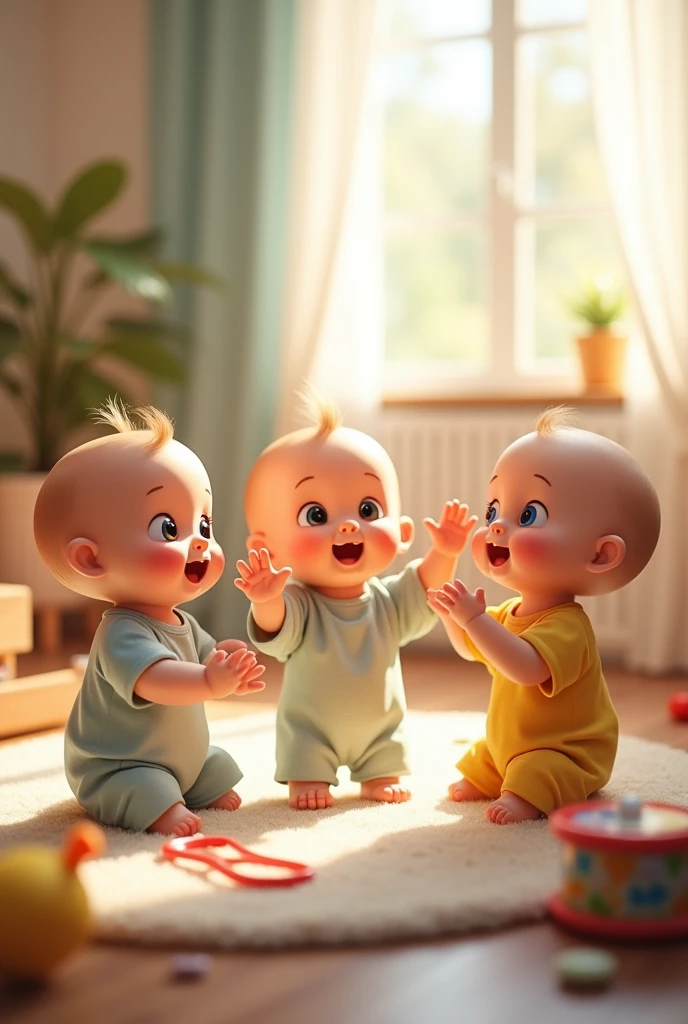 creating images of Babies at this stage begin to recognize sounds and rhythms. They respond to music with body movements, how to swing, wave your hands or pat.