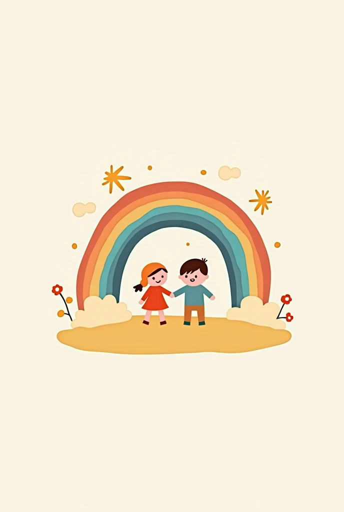 Logo for a company dedicated to things for boys and girls called "little ones". In pastel colors with a rainbow, that generates warmth and trust
