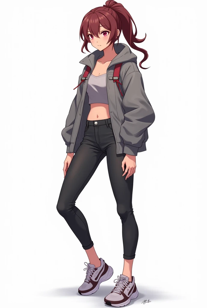 Modern women character in anime and white background with Full body photo