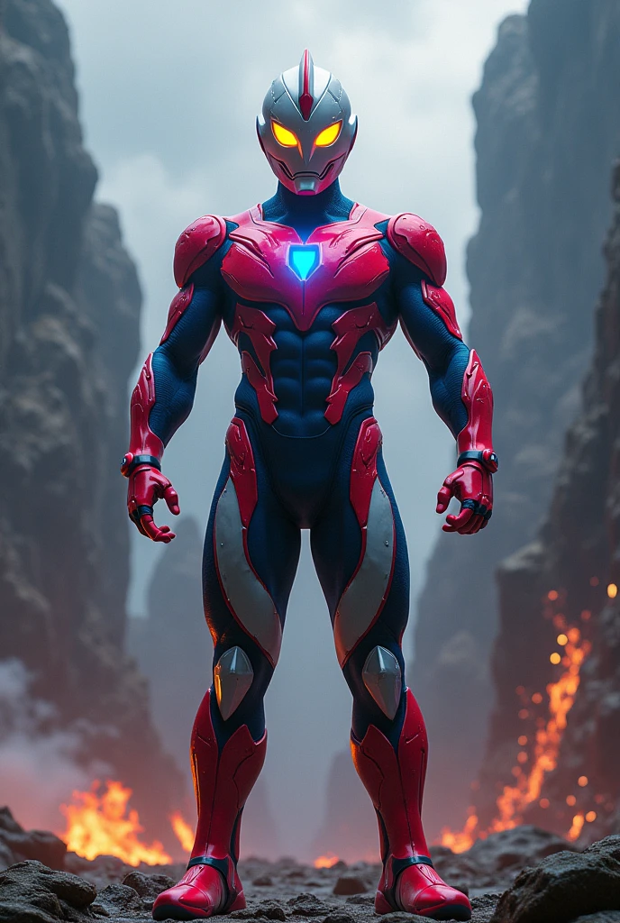 Ultraman, colored mix with all white and hero, cinematic, smooth