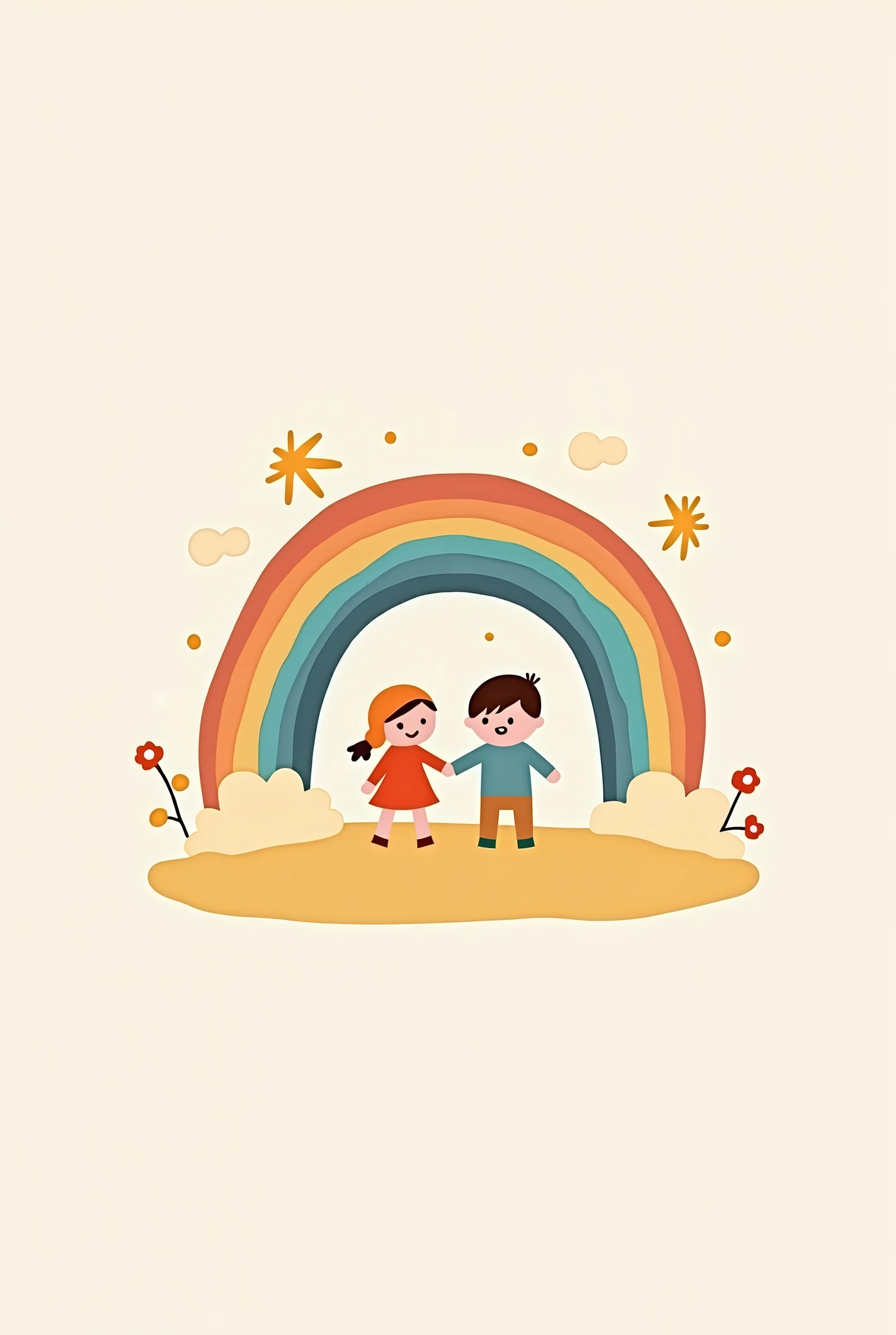 Logo for a company dedicated to things for boys and girls called "little ones". In pastel colors with a rainbow, that generates warmth and trust