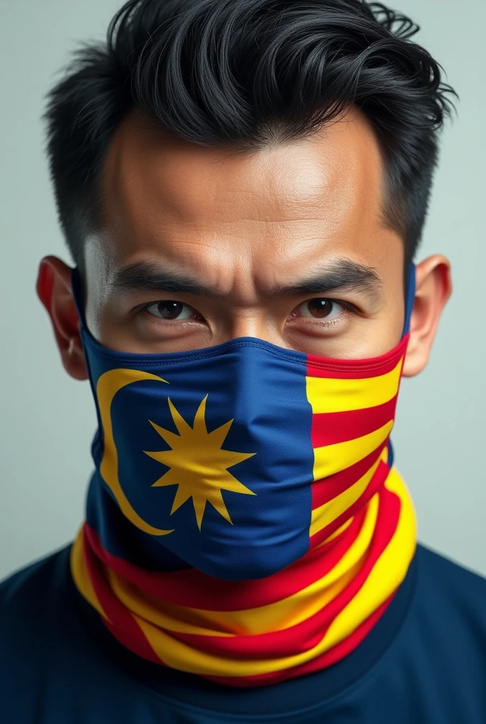 Man ai image with malaysia flag mask