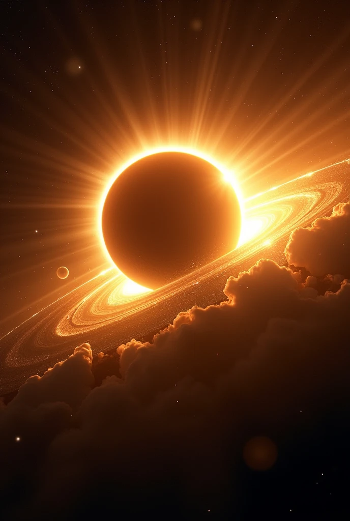 A sun chasing the moon and turning into eclipse