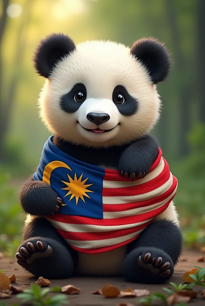 Panda ai image with malaysia flag




