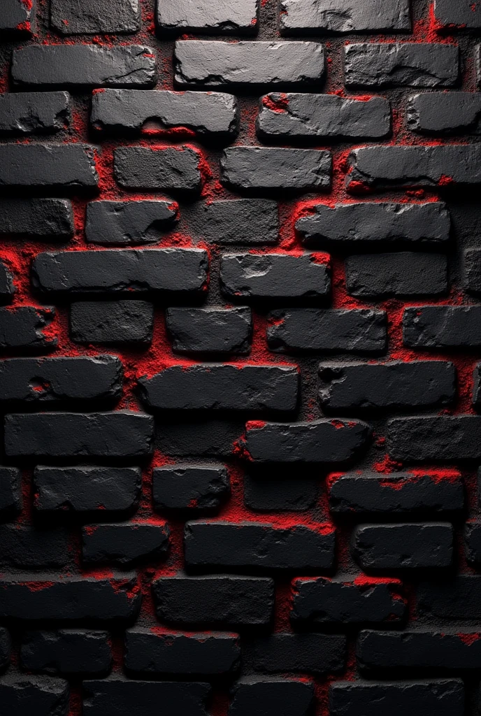 black brick background, The edges of these bricks are red.