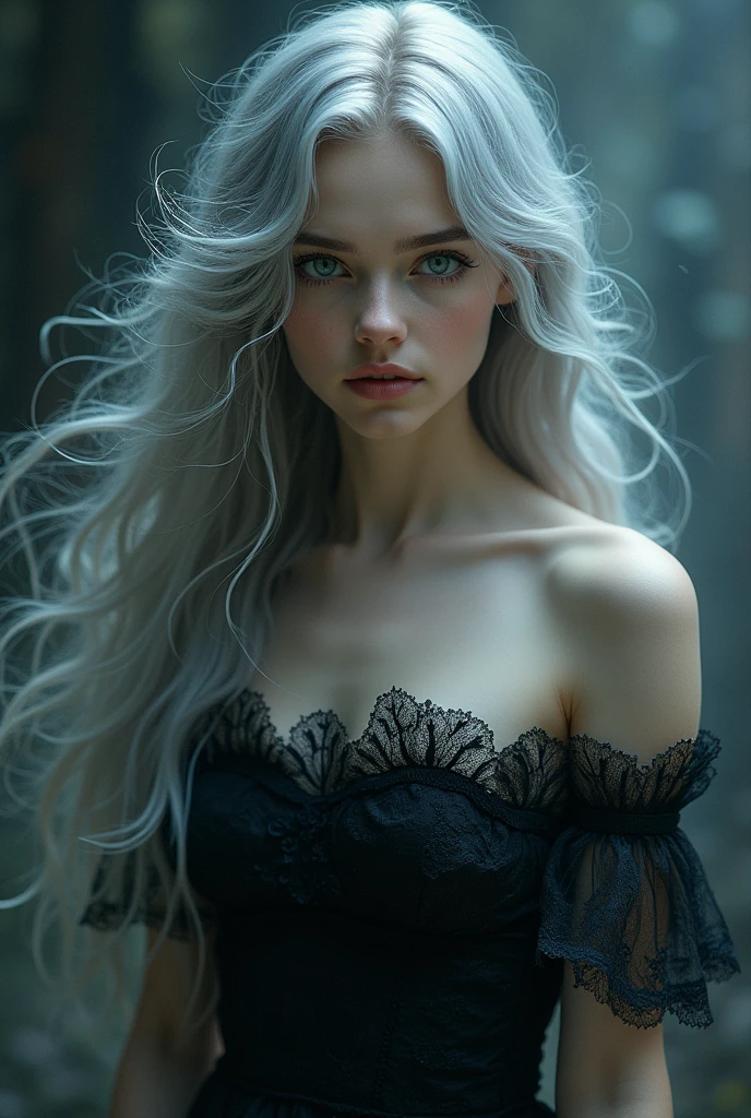 dark queen flawles face,white long hair,beautiful,masterpiece