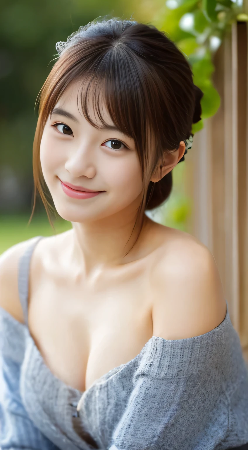 masterpiece,best quality,(Japanese girl),((Beautiful girl)),cleavage,(off shoulder:1.2),(perfect body beauty:1.2),(shy smile)