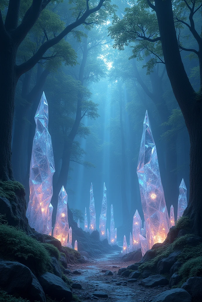 A crystal forest where sunlight does not enter