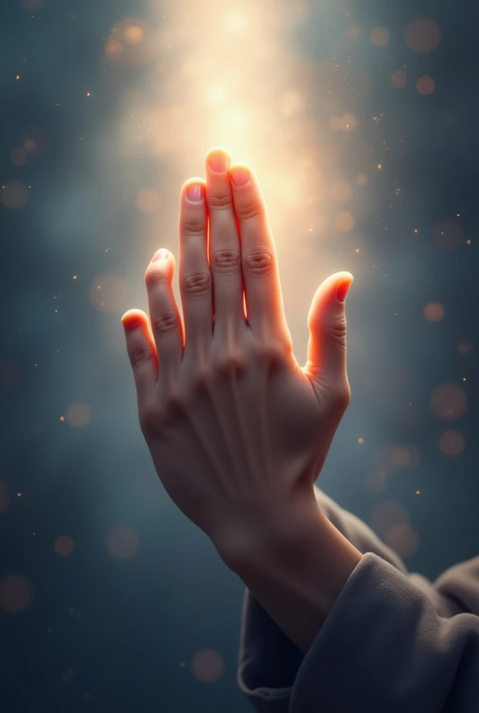 Creates an image of a hand making a prayer sign, for a song cover with the title " Guide me Lord"