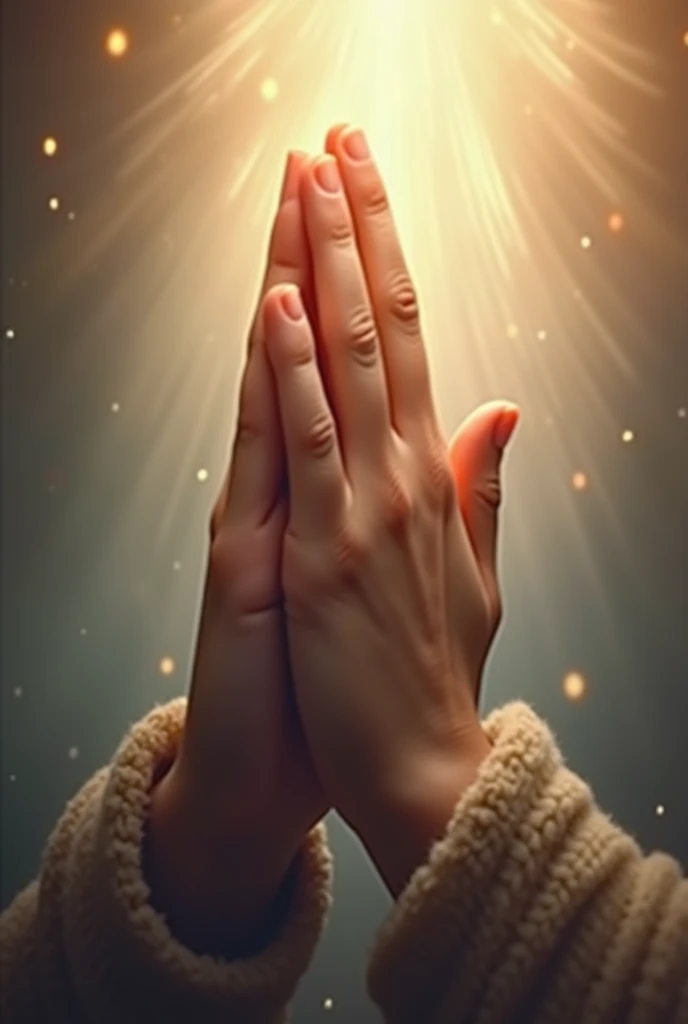 Creates an image of a hand making a prayer sign, for a song cover with the title " Guide me Lord"